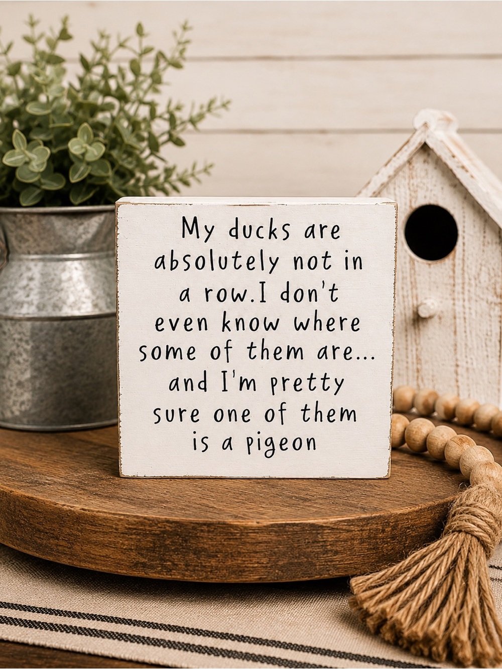 Funny Duck Quote Farmhouse Wooden Box Sign 5x5 Rustic Shelf Decor